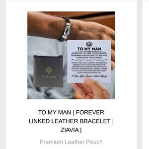 Ziavia -Black and Silver Men's Leather Bracelet